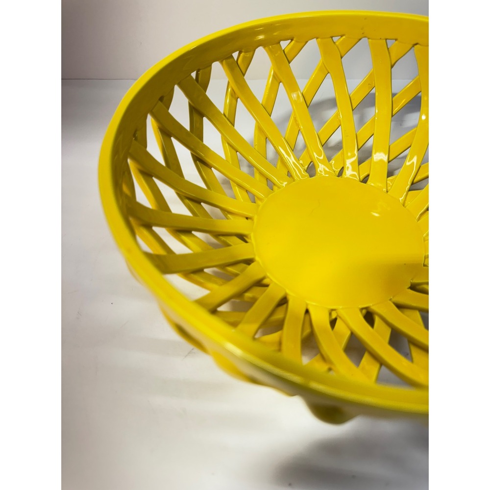 Food Network Yellow Ceramic Lattice Fruit Bowl Woven Openwork Centerpiece - Picture 2 of 11